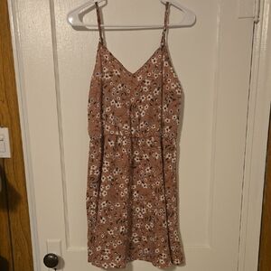 Floral Spaghetti Strap Summer Dress - Dusty Rose
